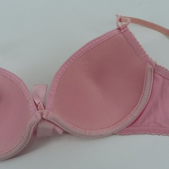 Dolce & Gabbana Womens 34B Solid Pink Satin Bow Coquette Bra Underwire Lined - Picture 12 of 16